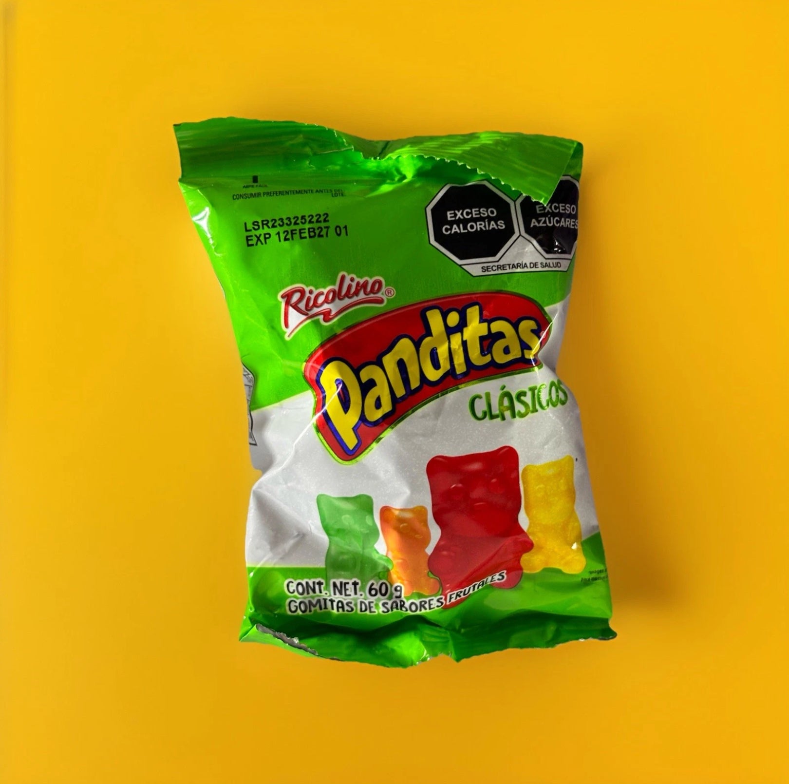 6-Pack Ricolino Panditas Clasicos 60g) Frutales/Fruty Flavors Mexican Gummy Bear