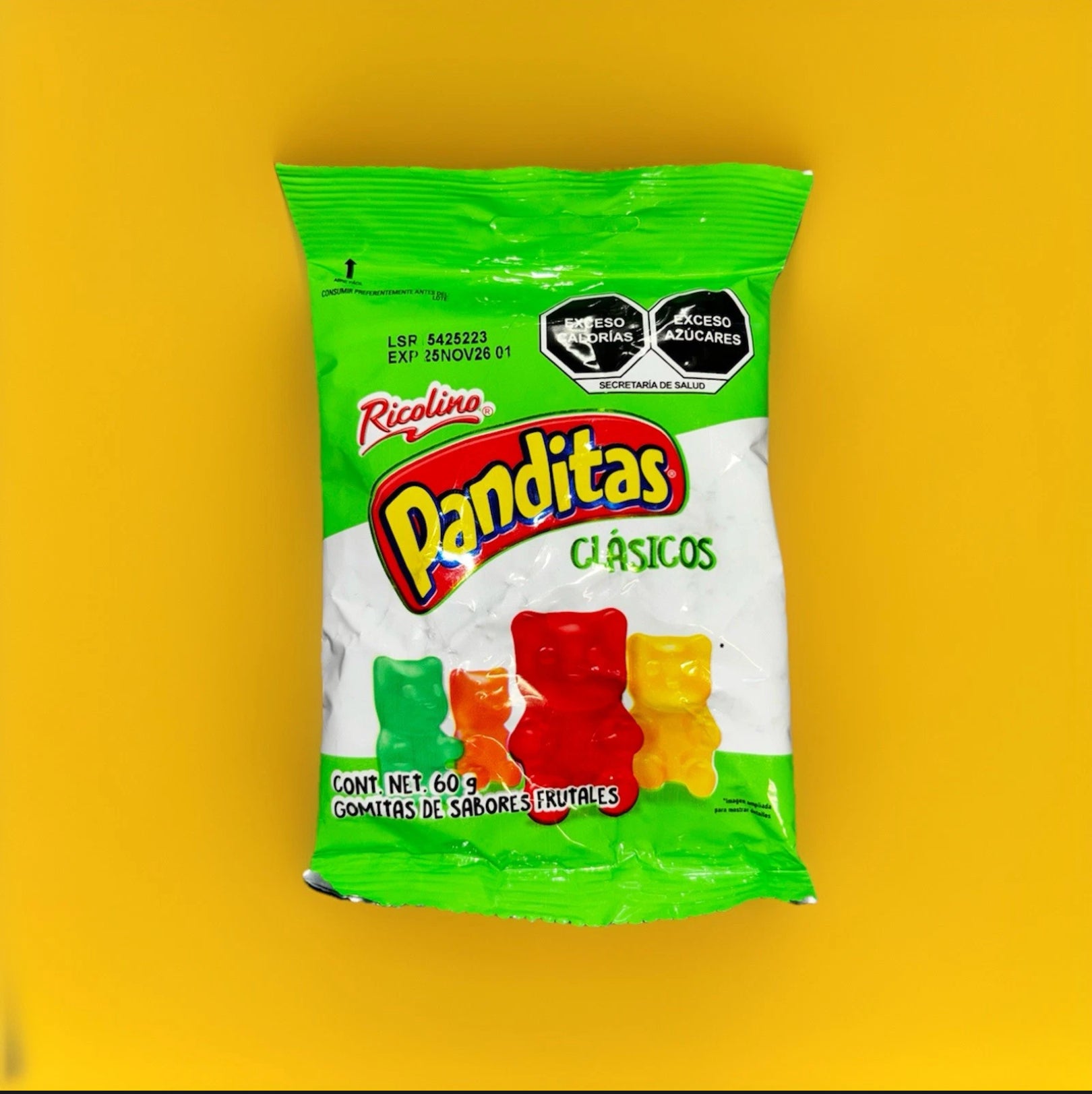 6-Pack Ricolino Panditas Clasicos 60g) Frutales/Fruty Flavors Mexican Gummy Bear