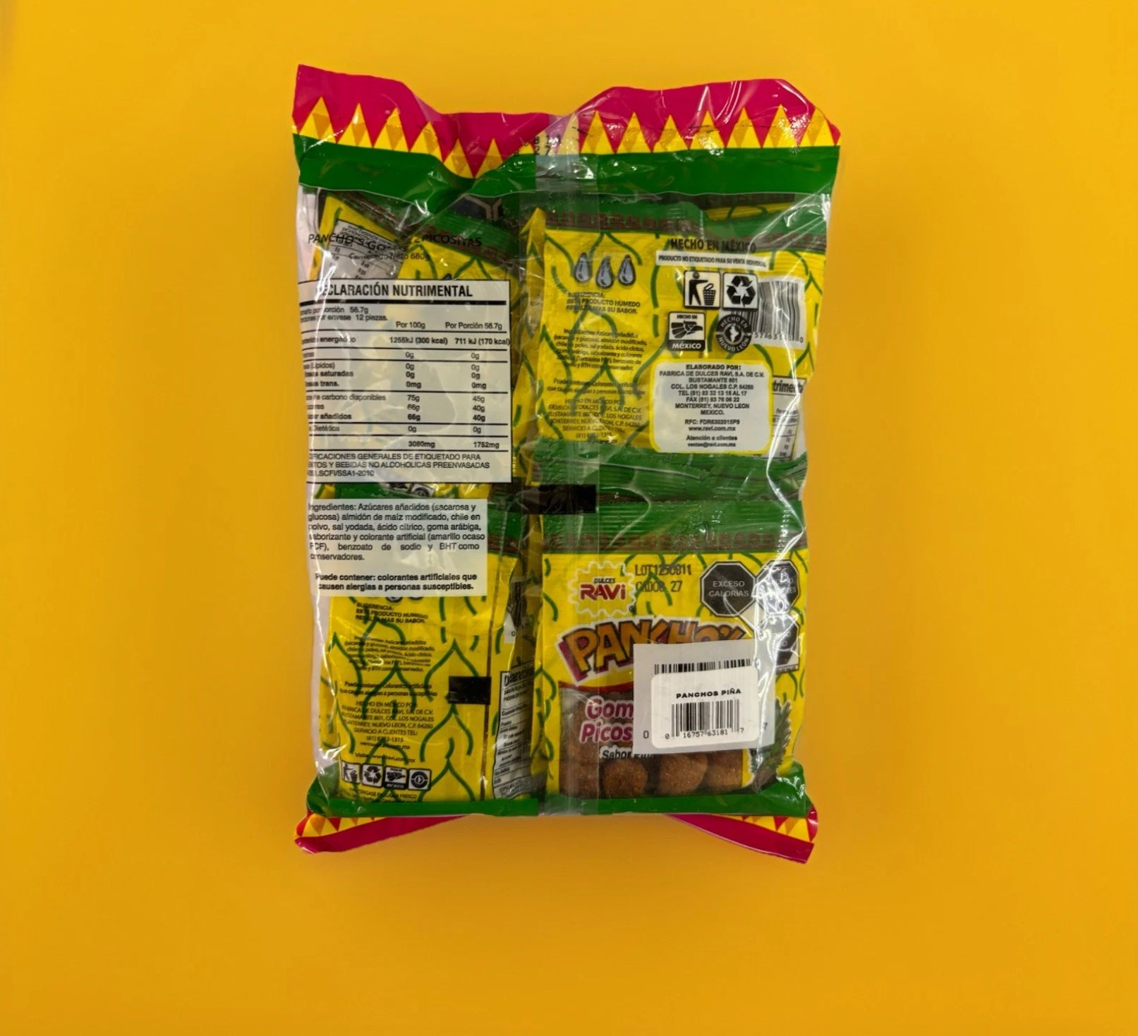 Ravi Pancho's Gomitas Piña Con Chile 680g (12 Pack) BAG  Gummy Pineapple Chilli