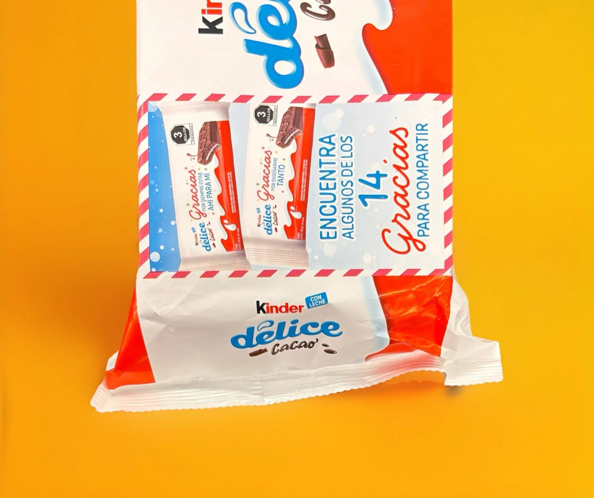 KINDER DELICE (15 Pc)Soft Chocolate Bars with Cocoa and Milk Filling 39g Bars