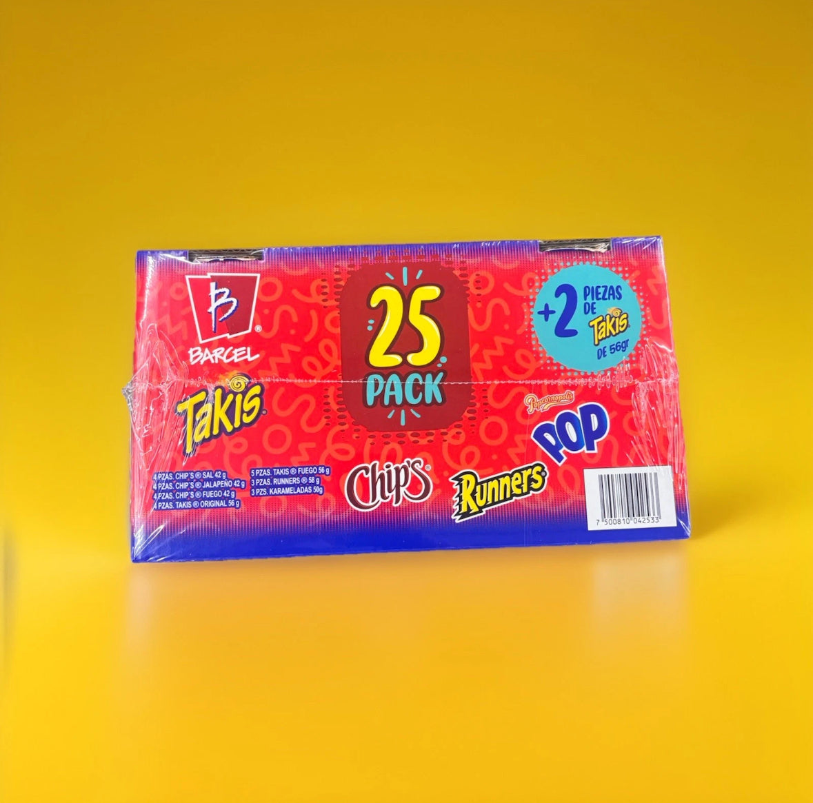 25-Pack Mexican Chips Barcel (Takis, Chip’s, Runners, Pop Caramel🍿)1.332 Kg Box