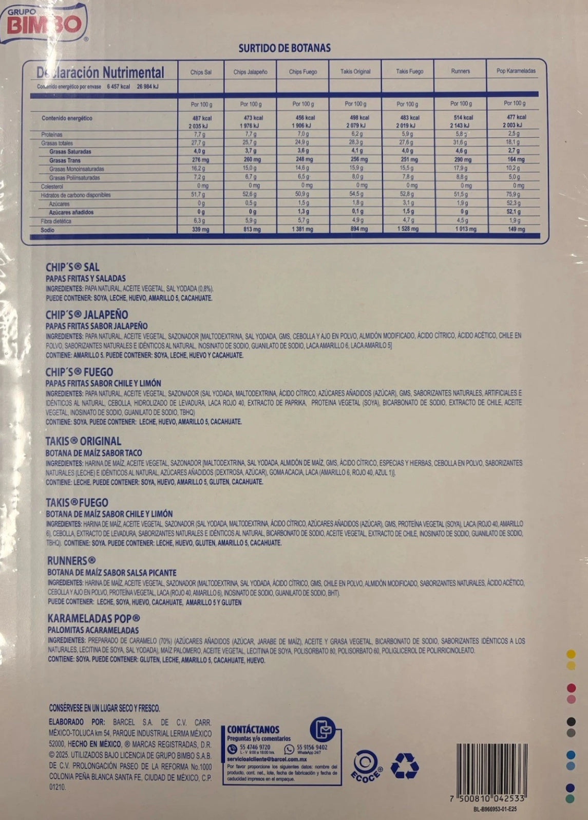 25-Pack Mexican Chips Barcel (Takis, Chip’s, Runners, Pop Caramel🍿)1.332 Kg Box